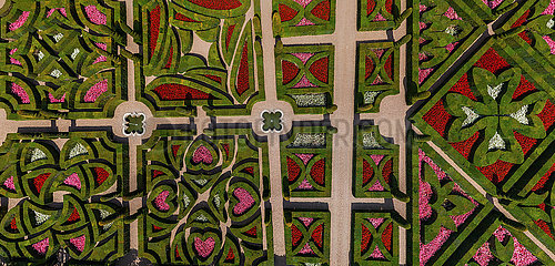 Frankreich. Indre-et-Loire (37) Luftbild von Villandry Gardens Castle