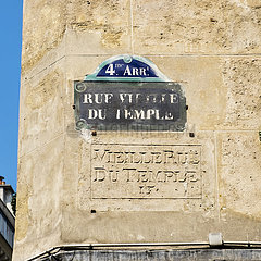 Frankreich. Paris (4. Distrikt) VieLeille du Temple Street