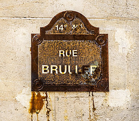 Frankreich. Paris (14. Bezirk) Bruller Street -Typenschild