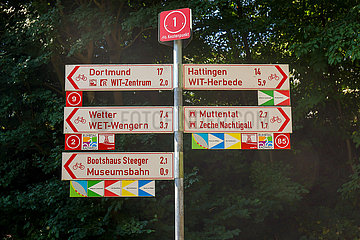 Wegweiser  Ruhrtalradweg  Witten  Nordrhein-Westfalen  Deutschland