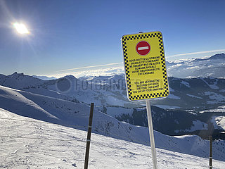 Frankreich  Haute-Savoie (74) der AUS-PISTE-Bereich des Mont-Joly. Skigebiet von Megeve  Saint-Gervais-Mont-Blan  Saint-Nicolas-de-Verknüpfung. Domänenabgrenzungspanel