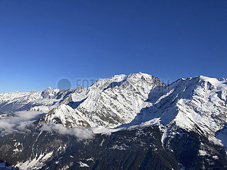 Frankreich  Haute-Savoie (74) Die Mont-Blanc-Ansicht von Megéve Skigebiet
