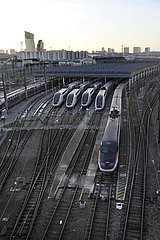 FRANKREICH. Paris (75) 13. Arr. Bahnhofsbahnhof Austerlitz. TGV Inoui Express -Züge am Bahnhof