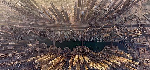 VEREINIGTE ARABISCHE EMIRATE. DUBAI. Luftbild des Marina-Bezirks