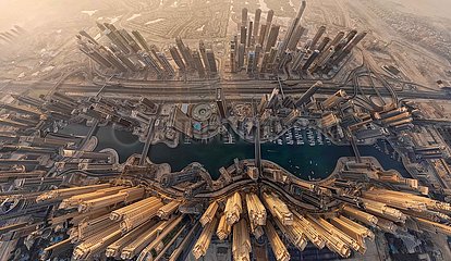 VEREINIGTE ARABISCHE EMIRATE. DUBAI. Luftbild des Marina-Bezirks