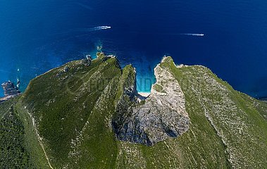 GRIECHENLAND. Ionische Inseln. Insel Zante (Zakynthos). Luftbild der Hidden Bay in der Nähe von Stuten