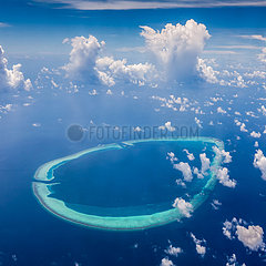 Malediven. Luftbild der Koralleninseln des männlichen Atolls