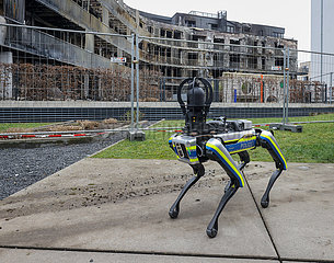 Roboterhund  Brandruine  Grossbrand Wohnkomplex  Essen  Nordrhein-Westfalen  Deutschland