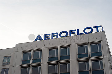 Berlin  Deutschland  Schriftzug der russischen Fluggesellschaft Aeroflot auf einem Gebaeude im Bezirk Mitte