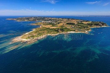 FRANKREICH. BRETAGNE. Morbihan (56) Golf von Gascony. Insel Groix. Luftbild von Pointe des Chats