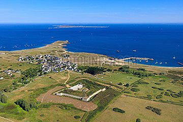 FRANKREICH. Morbihan (56) Insel von Hoede. Luftbild des Gite du Fort