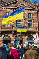 FRANCE  Alsace  Bas-Rhin (67) Strasbourg  Demonstration against the invasion of Ukraine by Russia place Kleber on February 26th 2022