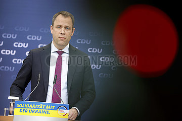 Mario Czaja - Pressekonferenz   CDU-Zentrale  21. Maerz 2022