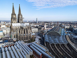 St. Peter Cathedral of Cologne and Cologne Main Train Station HBF