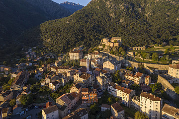 France. Haute-Corse (2B) Corte. Aerial view of the citadel