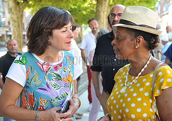 FRANCE. AVEYRON ( 12 ) CAROLE DELGA  SOCIALIST PRESIDENT OF THE OCCITANY REGION  VISITS THE VILLAGE OF MARCILLAC-VALLON ON 25 September 2019 EXCHANGE WITH THE INHABITANTS