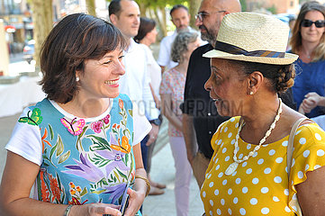 FRANCE. AVEYRON ( 12 ) CAROLE DELGA  SOCIALIST PRESIDENT OF THE OCCITANY REGION  VISITS THE VILLAGE OF MARCILLAC-VALLON ON 25 September 2019 EXCHANGE WITH THE INHABITANTS