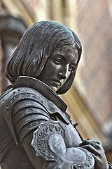 France. Loiret (45) Orleans  where the army of Joan of Arc defeated the English on May 8  1429: Statue of Joan of Arc erected in front of the Hotel Groslot  made by Princess Marie of Orleans and given by her father to the city of Orleans in 1841