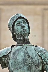 France. Marne (51) Reims. Equestrian statue of Joan of Arc  made by Paul Dubois in 1896  erected on the forecourt of the cathedral