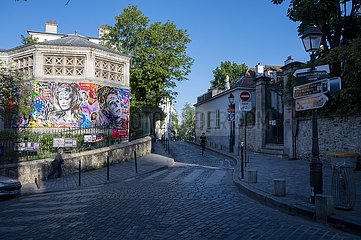 Frankreich  Paris (75) - 26. April 2020 - 1. Lockdown aufgrund der Covid19 -Epidemie. Straßen von Montmartre