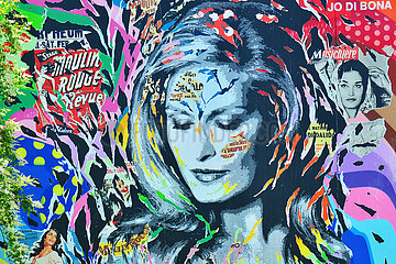 Frankreich. Paris (18.). Montmartre. Street Art wurde vom Künstler Jo di Bona in Erinnerung an die französische Sängerin Dalida (1933-1987)  die in Montmartre lebte und starb.