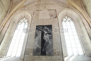 France. Vaucluse (84). Avignon. The main chapel is home for art exhibitions like here Tigers and Vulturs from the chinese artist Yan Pei-Ming (summer 2021).