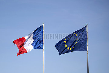 Flags of European Union and France