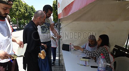 Tunesien-Tunis-konstitutioneller Referendum-Registrierung