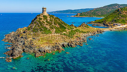 France. Corse-du-Sud (2A) Sanguinaires Islands. Aerial view of the islet of La Parata