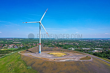 Windrad auf der Mottbruchhalde  Gladbeck  Ruhrgebiet  Nordrhein-Westfalen  Deutschland  Europa