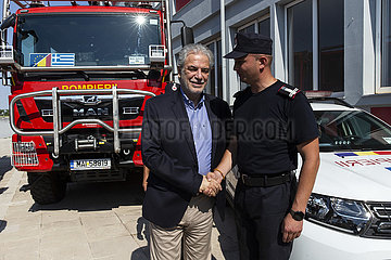 Griechenland-Katzen-Wildfire-Rumänien-Rumänien-Feuerwehr
