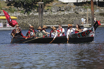 Kanada-Vancouver-exhibitionsgerechter Reise-Canoe-Ankunftszeremonie