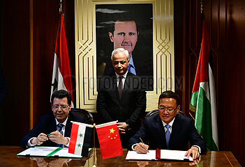 Syrien-Damaskus-China-Kommunikationsgeräte-Agreement-Unterzeichnung