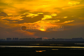China-Inner Mongolia-gelbe Fluss-Sunset (CN)