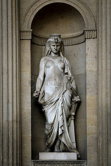 France. Paris (75) (1th district) The Louvre museum. the Louvre museum. The statue of Cleopatra (by François Fanniere and Ferdinand Faivre)  in the Cour Carree  Lemercier wing