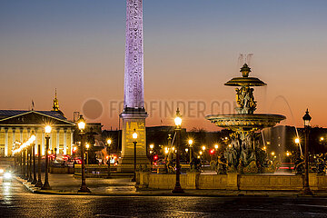 France. Paris (8th district). Concorde square. The Obelisk of Luxor  donated by Egypt to France  was placed in the center of the square in 1836