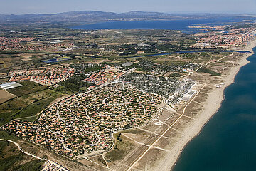 Frankreich (Pyrenäen Orientales): Testeiles Strand. Luftaufnahme