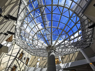 France. Auvergne. Puy-de-Dome (63) Clermont-Ferrand. The atrium of the Museum Roger Quillot designed by the architects Claude Gaillard and Adrien Fainsilber