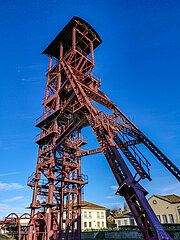 Frankreich. Puy de Dome (63) Brassac Les Mines. Alter Mine -Kopfframe in einer Kohlemine in Bayard