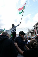 People rally against the Islamic regime of Iran in Central London