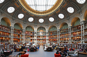 Paris (75) 2. Arrondissement. Wiedereröffnung im September 2022 des ovalen Raums der Richelieu National Library nach 10 Jahren Arbeit