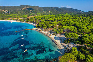 France. Corse-du-Sud (2A) Aerial view of Palombaggia beach
