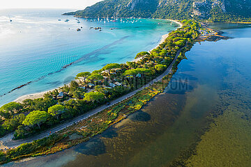 France  Corse-du-Sud (2A) Aerial view of Santa Giulia beach