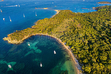 France  Corse-du-Sud (2A) Aerial view of San Ciprianu beach