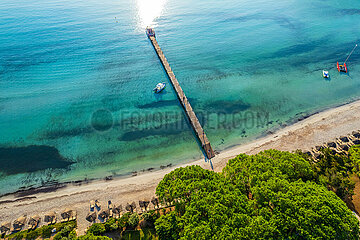 France  Corse-du-Sud (2A) Aerial view of Santa Giulia beach