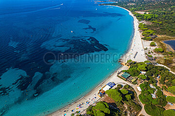 France. Corse-du-Sud (2A) Aerial view of Palombaggia beach