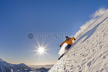 FRANCE. HAUTES ALPES (05) Freeride ski in Orcières 1850 ski resort