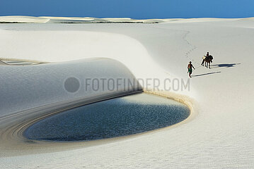 BRAZIL. NORDESTE. STATE OF MARANHAO. LENCOIS MARANHENSES NATIONAL PARK. A UNIQUE PLACE IN THE WORLD: IMMACULATE WHITE SAND DUNES WAVING FOR TENS OF KILOMETERS  PUNCTUATED BY FRESHWATER LAKES. ONE OF THE MOST BEAUTIFUL NATIONAL PARKS IN THE COUNTRY