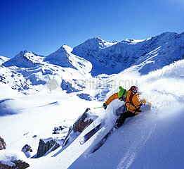 France  Savoie (73) Sainte Foy Tarentaise  off piste ski in january