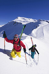 France  Savoy (73) Sainte Foy Tarentaise  going up a mountain to fin powder snow  MR